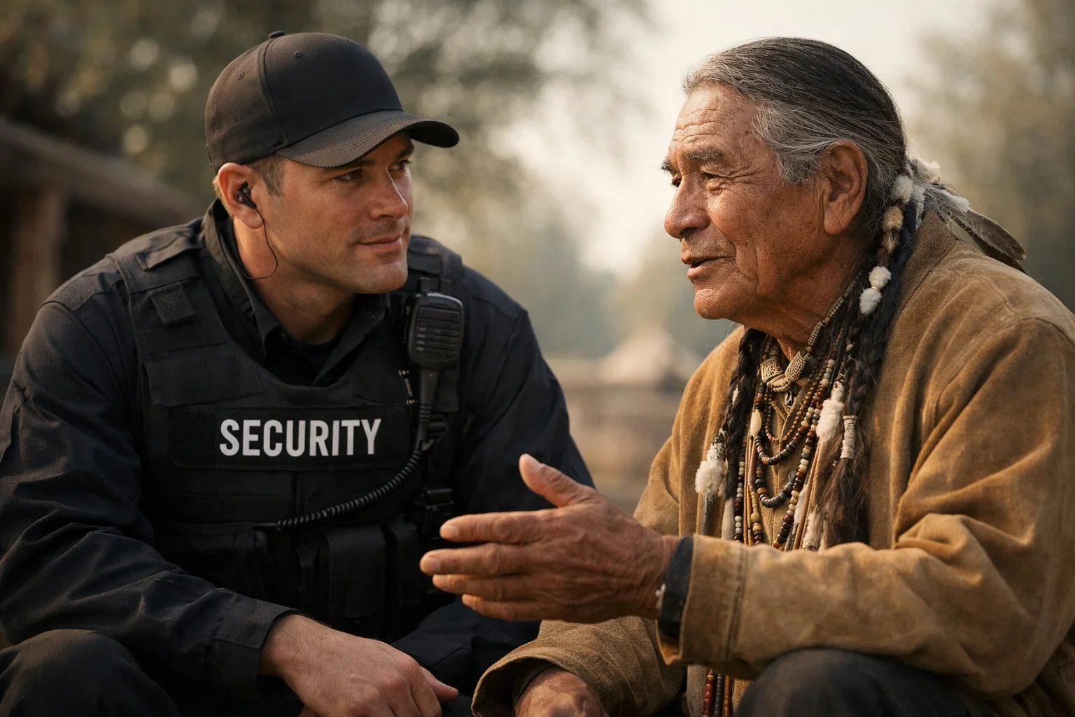 Security professional with community elder